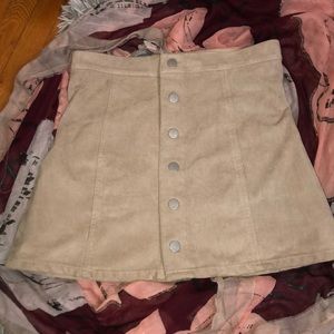 Suede tan button up skirt express